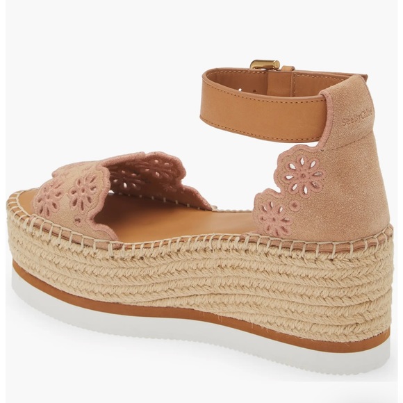 See By Chloe GLYN Espadrille Wedges in Antique Rose Size 8.5 - Picture 2 of 6